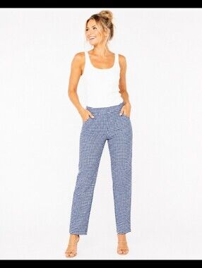 Cynthia Rowley Navy and White Gingham Chinos (SIZE:12),